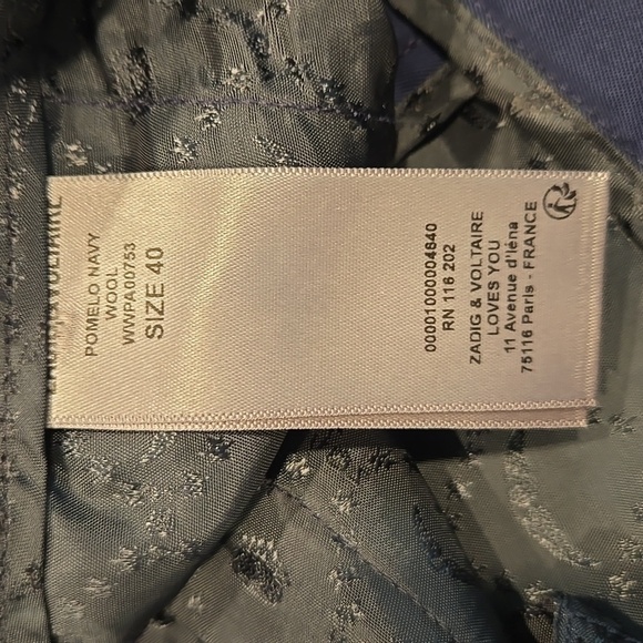 ZADIG & VOLTAIRE POMELO NAVY WOOL DRESS SLACKS. SIZE 40=LARGE. - Picture 4 of 13